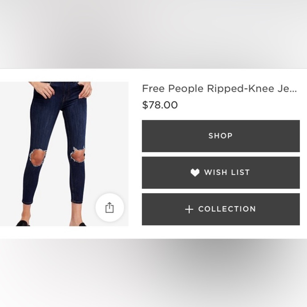 Free people cropped ripped knee jeans